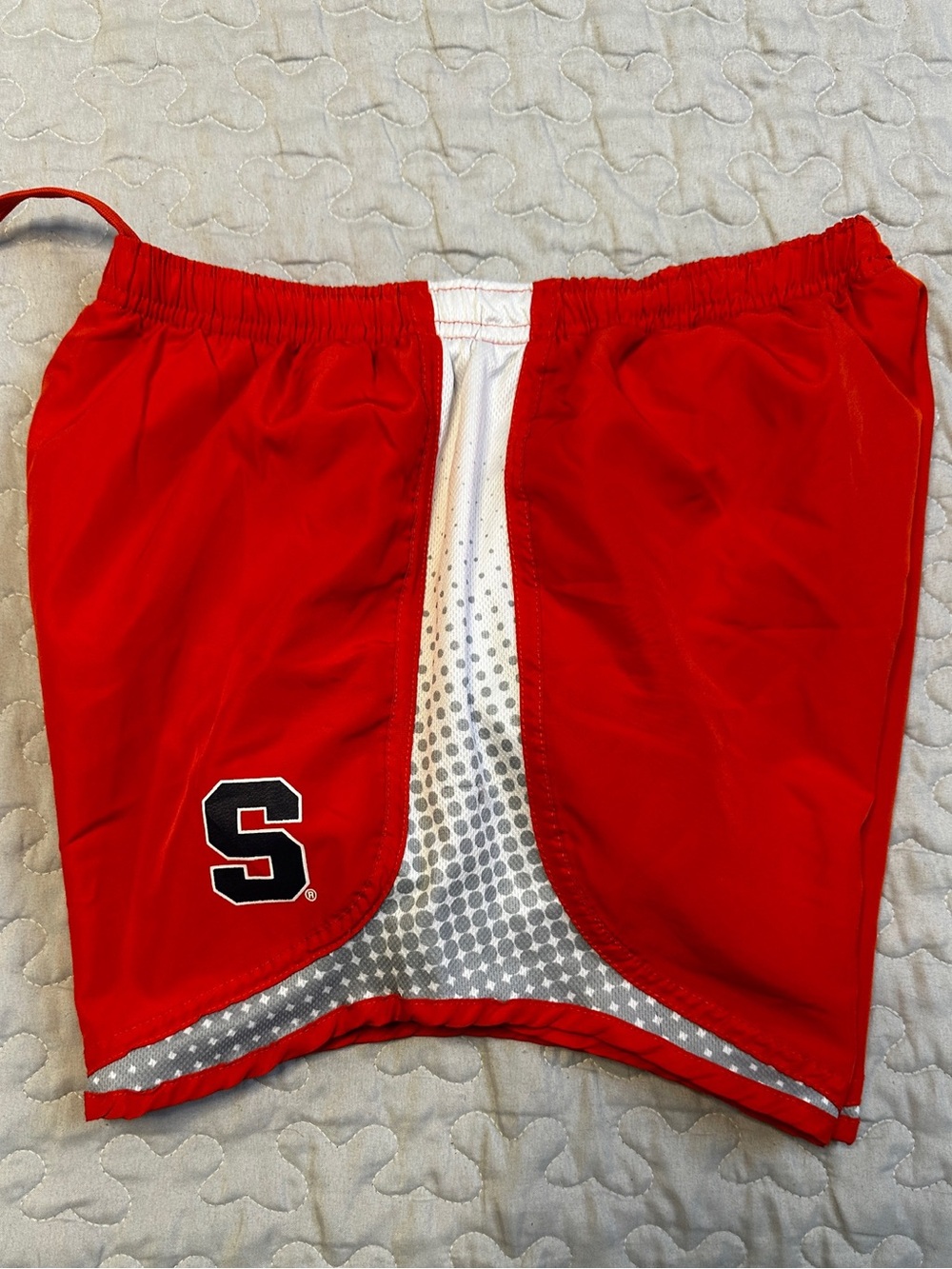 Women's Red Athletic Shorts with 'S' Accent